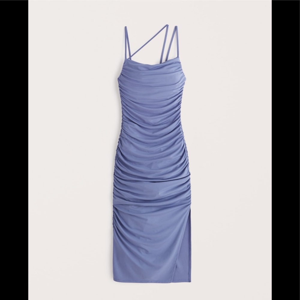 Abercrombie & Fitch Asymmetrical Strappy Ruched Midi Dress